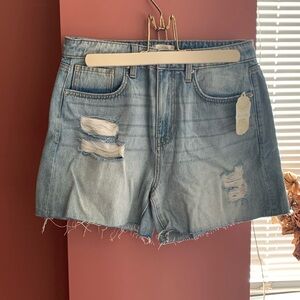 Distressed Denim Raw Hem Shorts